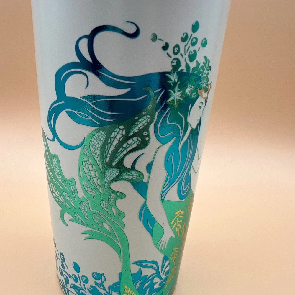 Starbucks Siren Mermaid Ceramic Travel Tumbler 12oz Iridescent Teal Blue 2022